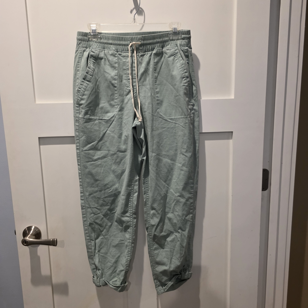 Talbots Womens Light Green Pants Roll Tab Leg S Spring Coastal Grandma Beach Eco